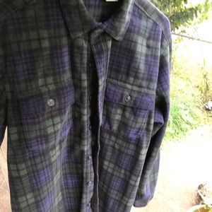 LLBean BlackWatch heavy fleece shirt M